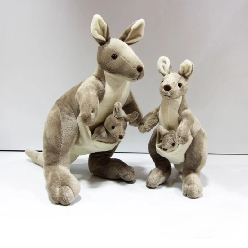 

28~55cm Zoo Mother and Son Kangaroos Stuffed Plush Toy Australian Kangaroo Soft Doll Pillow Animal Carnival Props Gift
