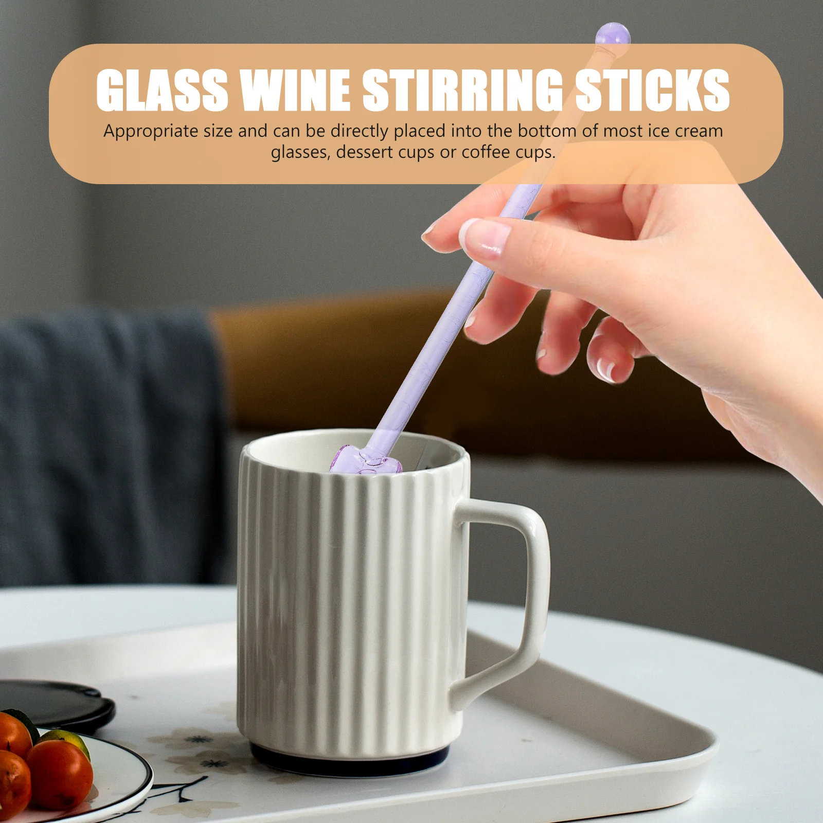 

2 Pcs Whiskey Stir Stick Glass Sticks for Coffee Bar Iced Tea Stirrers Stirring Rods Cocktail Drinks Party