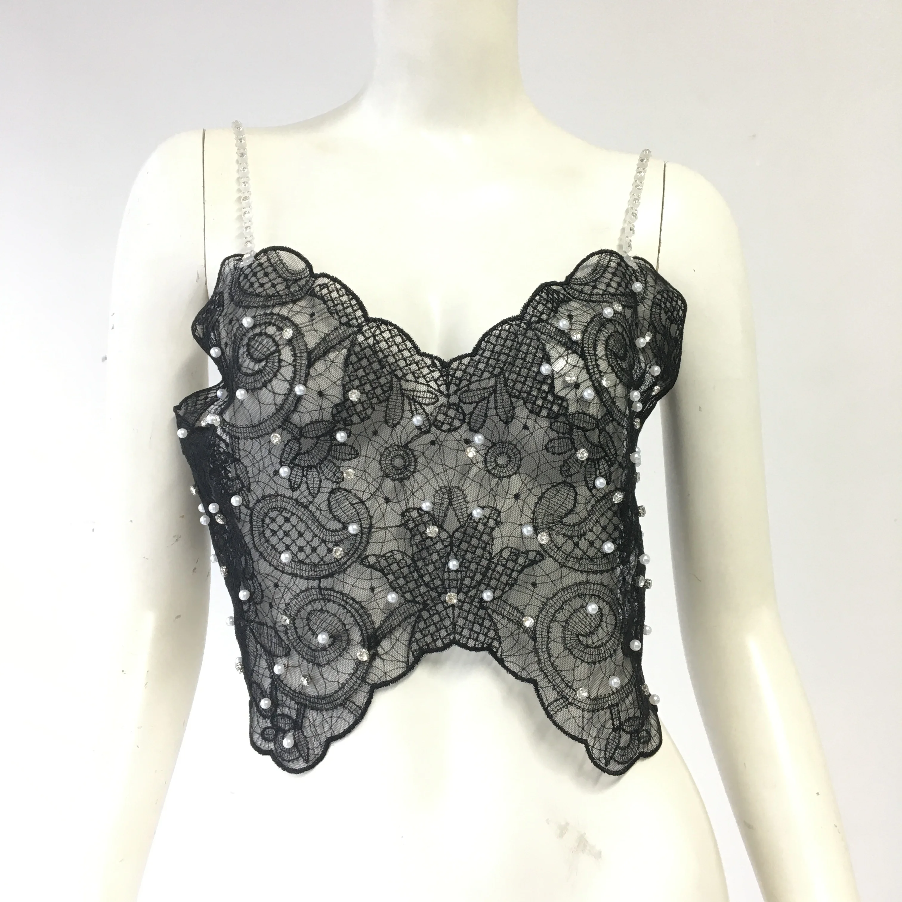 بلوزات مثيرة للنساء ملابس علوية Y2k وملابس كاميس قصيرة وتي شيرت مطرز ملابس نسائية سلسلة حجر الراين بدون ظهر #5