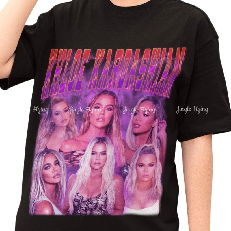 Футболка Khloe Kardashian с винтажным принтом 90-х годов, Толстовка-ботинки, Ретро футболка унисекс с графическим принтом