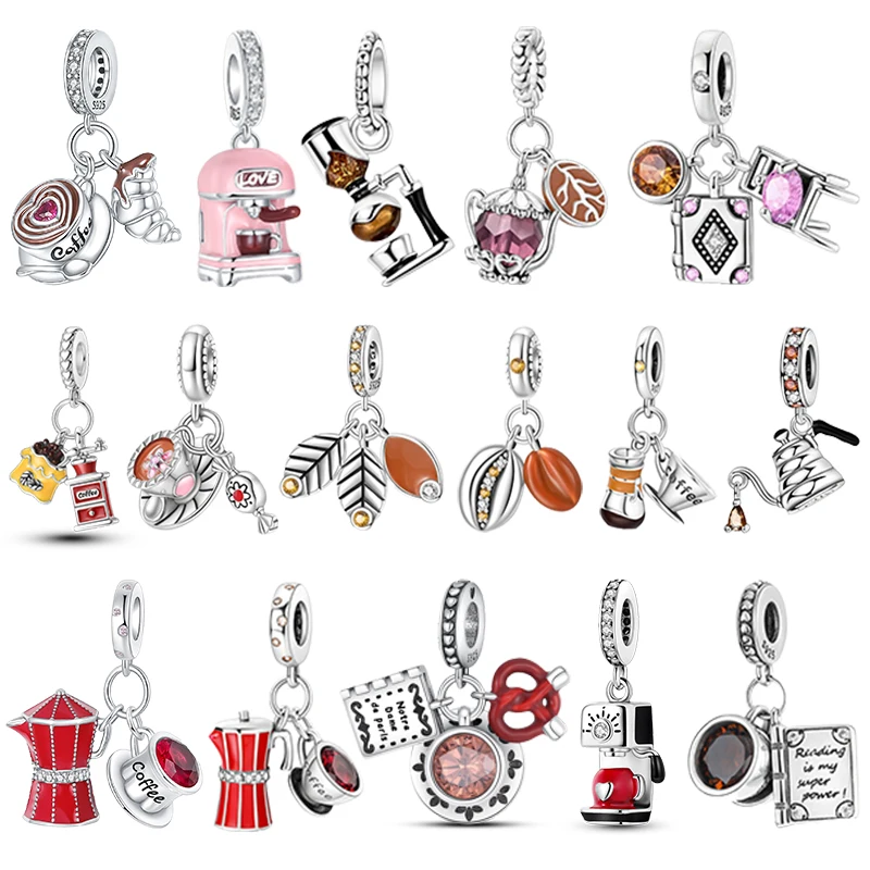 Breloques en argent Sterling 925 pour ordinateur portable, breloques pour tasse de café, pendentifs, perles adaptées au Bracelet, bijoux, bricolage pour femmes