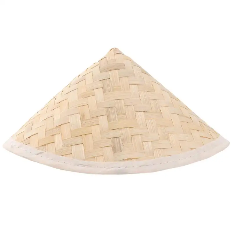 

23.5x14.5cm Traditional Chinese Oriental Bamboo Straw Cone Garden Fishing Hat Adult Rice Hat for Children Kids