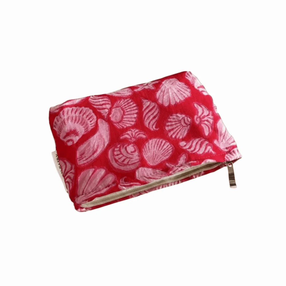 Large Capacity Shell Cosmetic Bag Red Korean Style Makeup Bag Cosmetic Case French Style Women Toiletry Bag Travel Essential