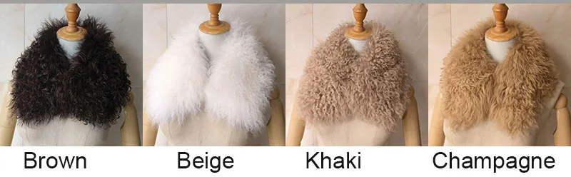 Damen Winter Echt-Lammfell-Schal Modischer Warmer Dicker Luxus Echtfell-Schal für Frauen – Detail 1
