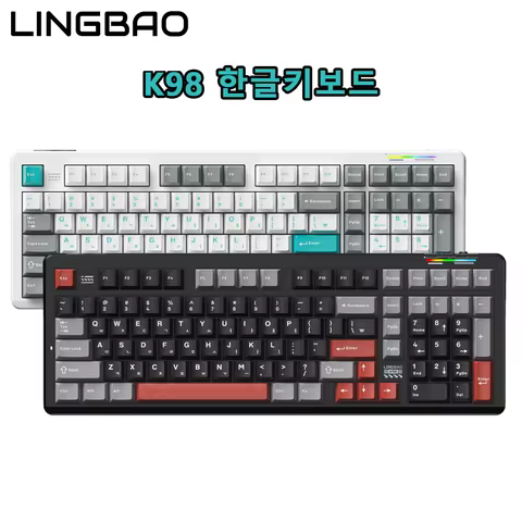 AULA&times;LINGBAO K98 Korean Mechanical Keyboard Wireless Tri-mode Custom 10000mAh RGB Backlit Gasket Structure Macro Gaming Keyboard