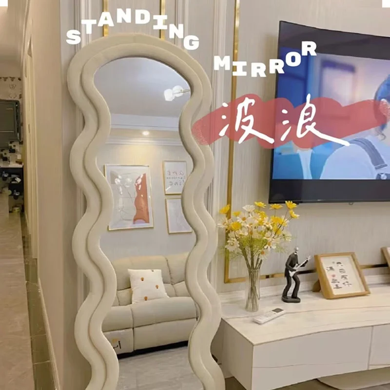 

Bedroom Cream Wind Modern Light Luxury Bedroom Dormitory Clothing Store Home Audition Mirror Floor Mirror
