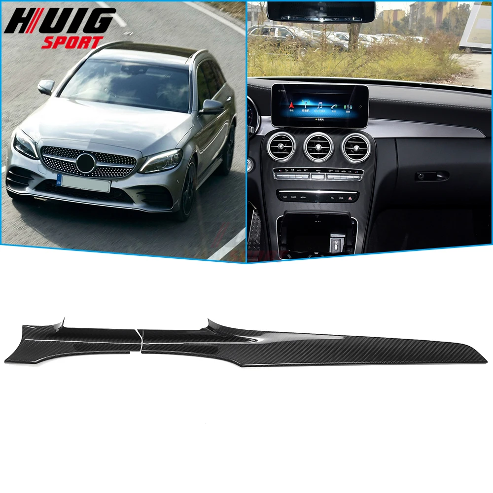 

LHD Real Carbon Fiber Car Interior Console Dashboard Panel Cover Sticker Trim For Mercedes Benz C GLC Class W205 X235 2016-2021