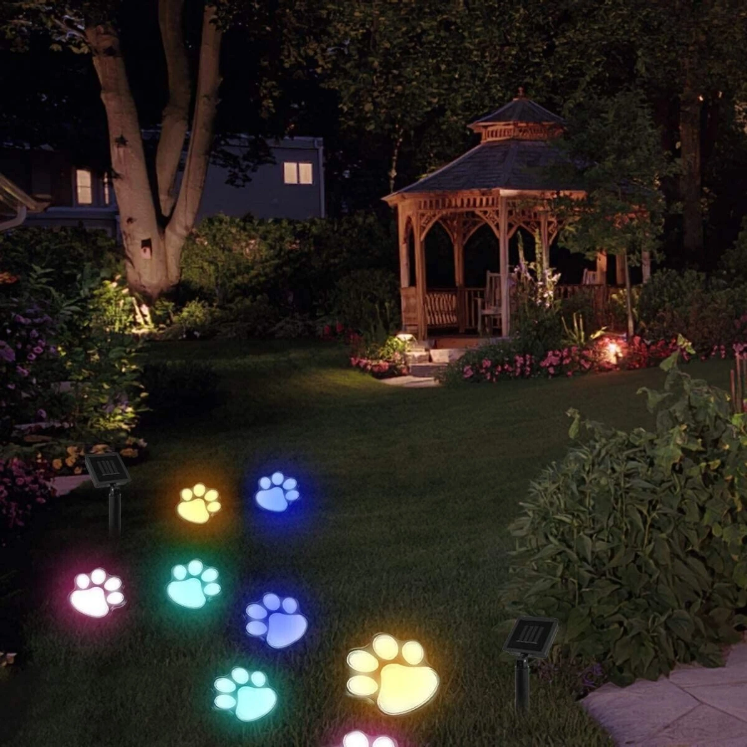 

Charming, colorful and adorable solar animal paw print garden statue lights - bright, durable and long-lasting LED pathway light