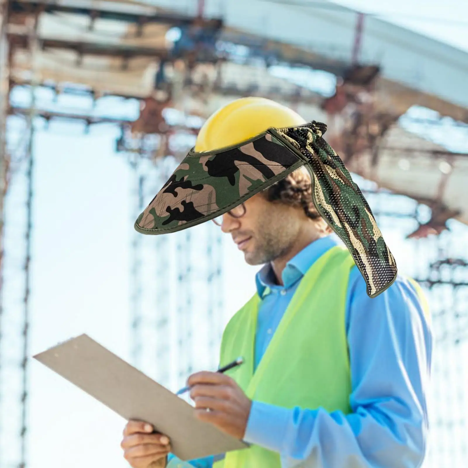 

Hard Hat Sun Shade Full Brim Hard Hat Neck Shade Adjustable Tightness Cap Attachment Anti-UV Breathable For Face Head Work