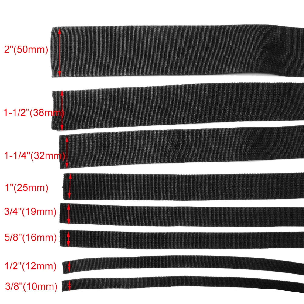 10yards Polypropylene Webbing Strap Belt Tape Fabric Ribbon Band for Bag Pet Collar DIY Craft Sewing Accessories Black 10-50mm