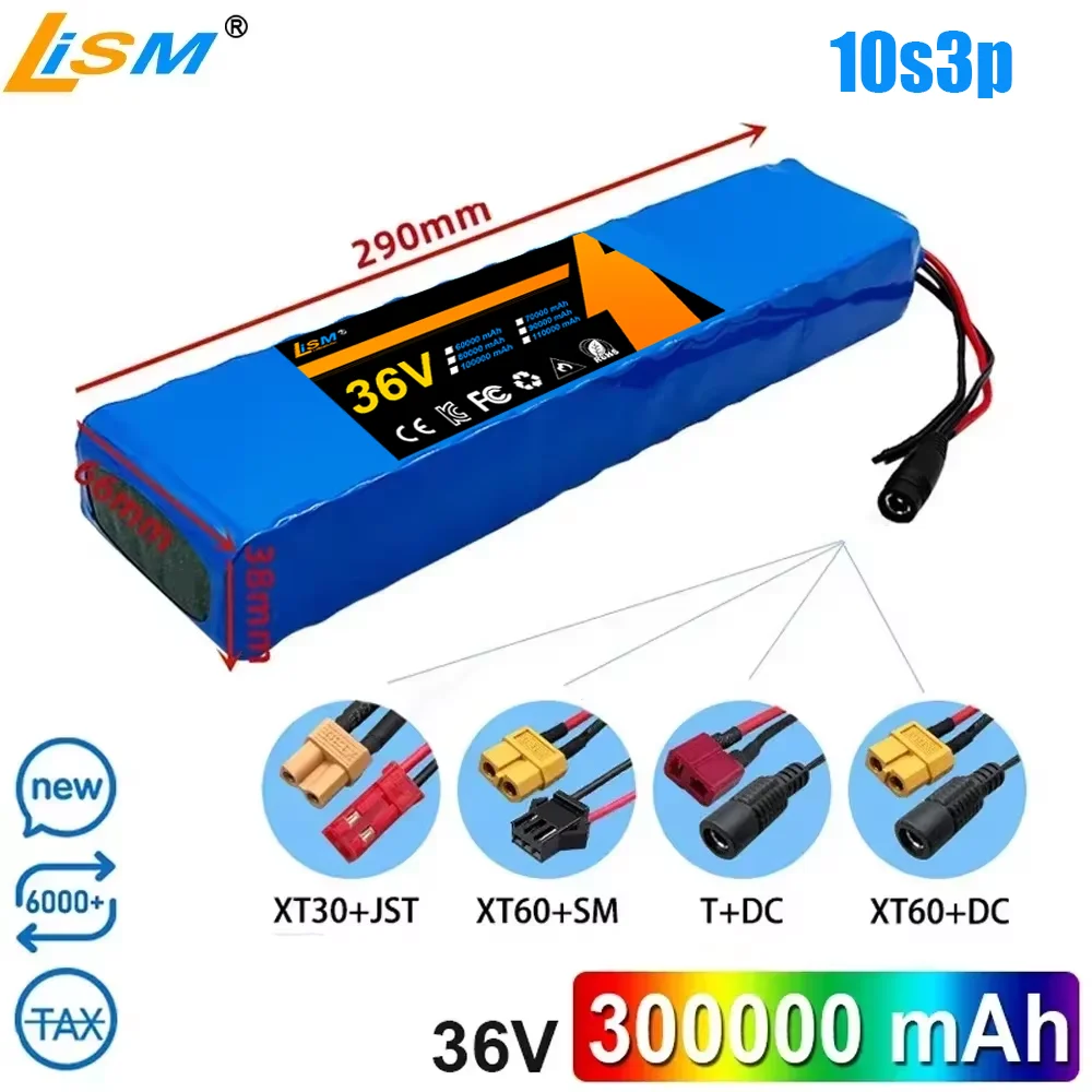 

10S3P 36V 300Ah 18650 Rechargeable Lithium Battery Pack 1000W Power Modified Bicycle Electric Scooter Vehicle