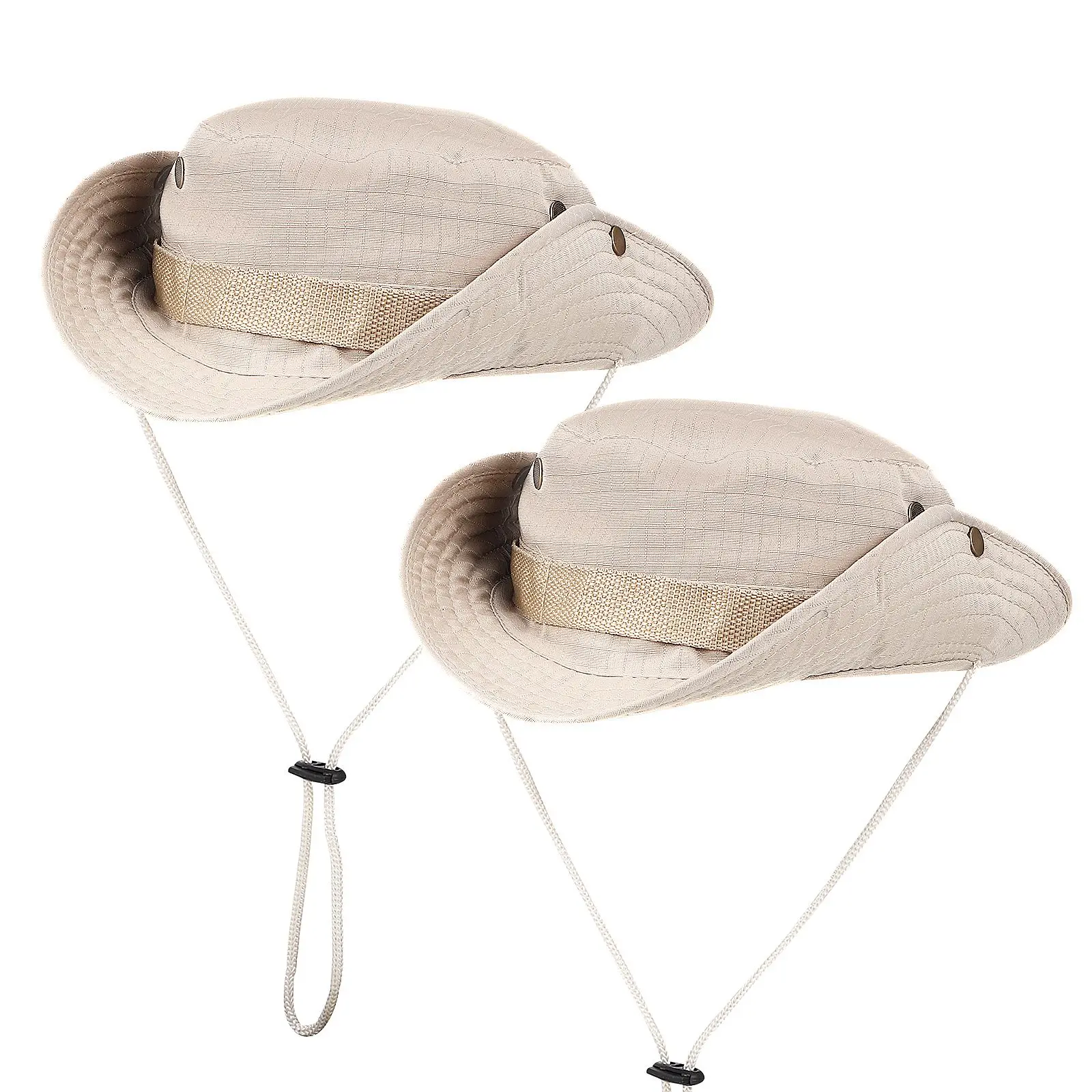 

2Pcs Fisherman Hat Lightweight Comfortable Polyester Bucket Hats for Men Women Teens Khaki Outdoor Breathing