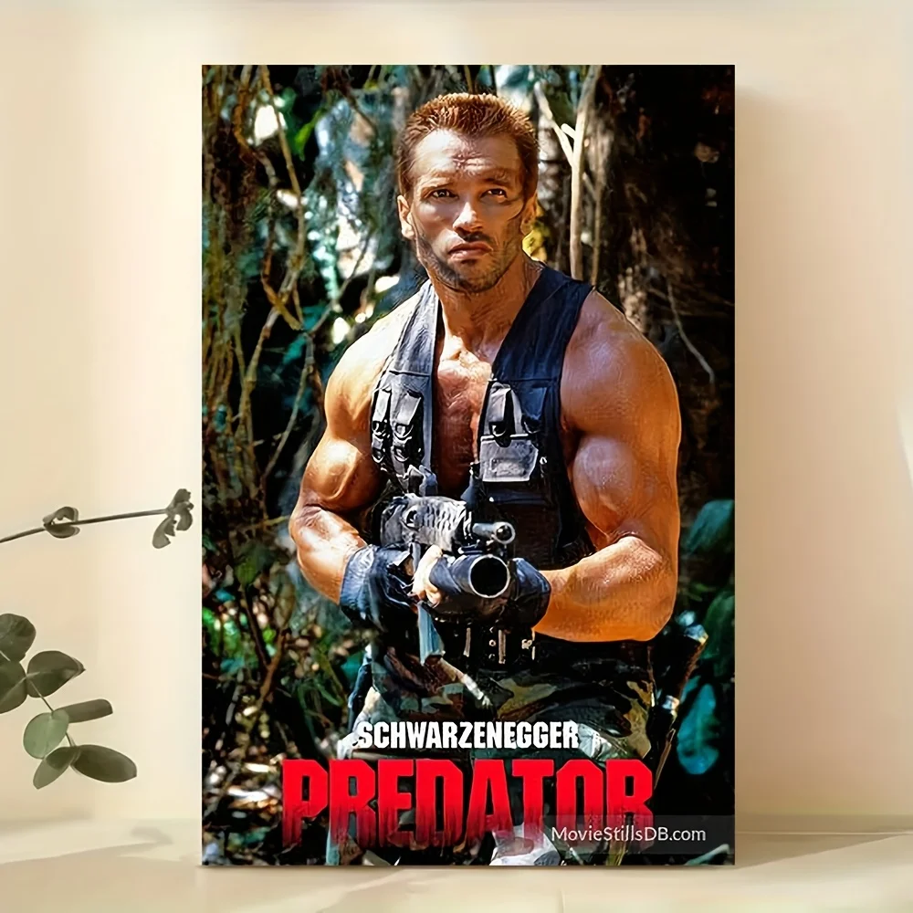 Arnold Schwarzenegger Predator Movie Canvas Poster - Unframed  High-Quality Canvas Print, Intense Action Film Artwork for Home