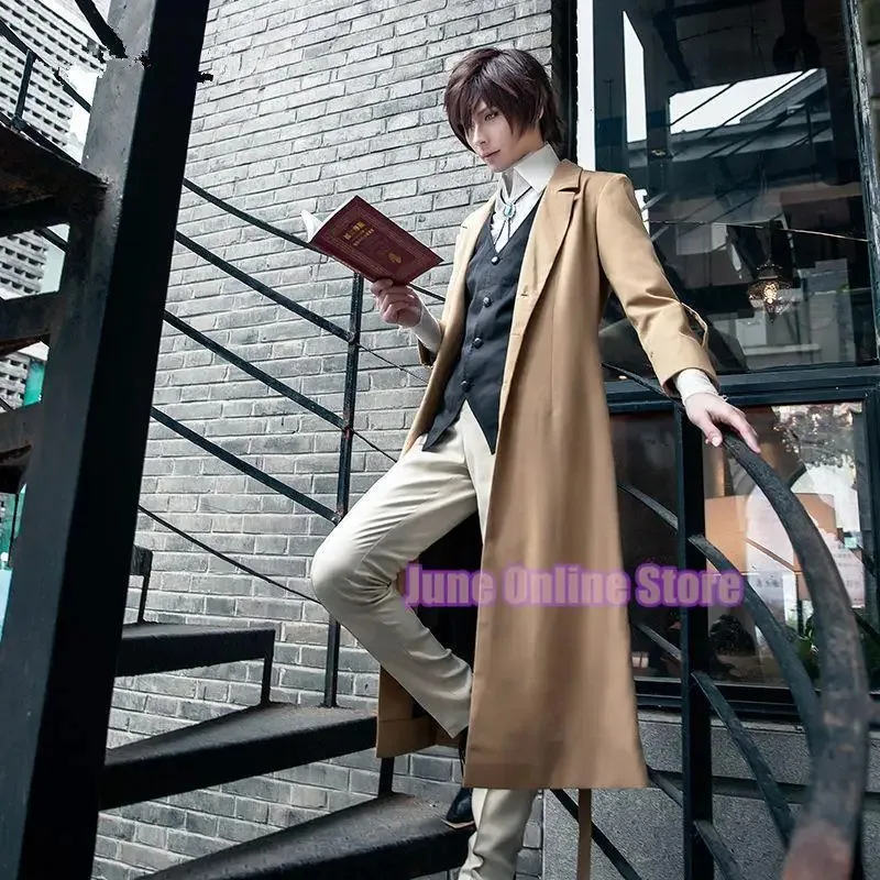 

Новинка 2025, аниме-костюм Бунго, бродячие собаки, длинная куртка для косплея, пальто, парик Дазай Осаму, Хэллоуин, Рождество ☆ wrl ☆