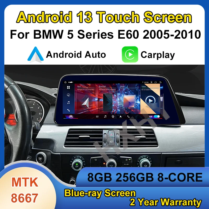 Android 13 8+256G Auto Carplay Car Multimedia Dvd Player Blade Screen Radio Gps Navigation For BMW 5 Series E60 2005-2012