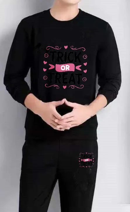 

Men's set men's sports set Long sleeves sports sports Autumn printed Trick Or Treat man buses new in men's sets