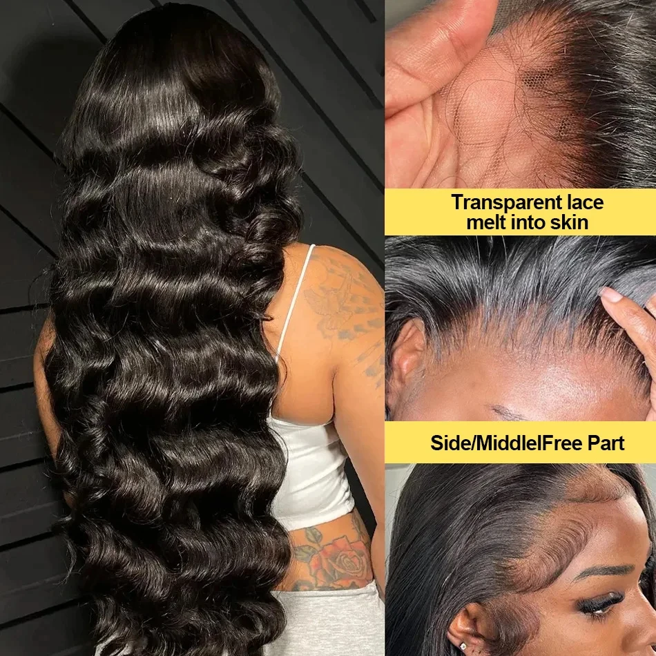 

Парик из натуральных волос Body Wave, плотность 250, 13x6, 13x4, 40 дюймов, с HD прозрачным кружевом, предварительно выщипанный, для женщин