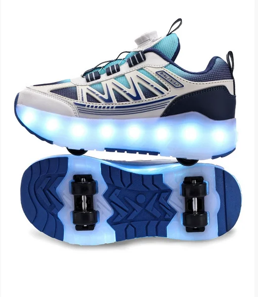 

Baskets enfants patin à roulettes Sport Skateboard chaussures USB charge amovible 4 roues chaussures à roulettes lumineuses fill