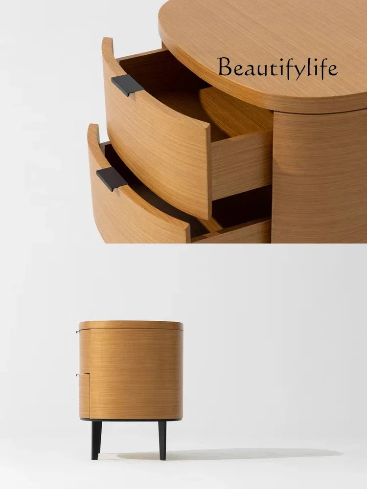 BJ Gold Wood Grain Arc Bedside Table, Bedroom, Living Room Storage Cabinet, Coffee Table, Bookcase, Exhibition Table