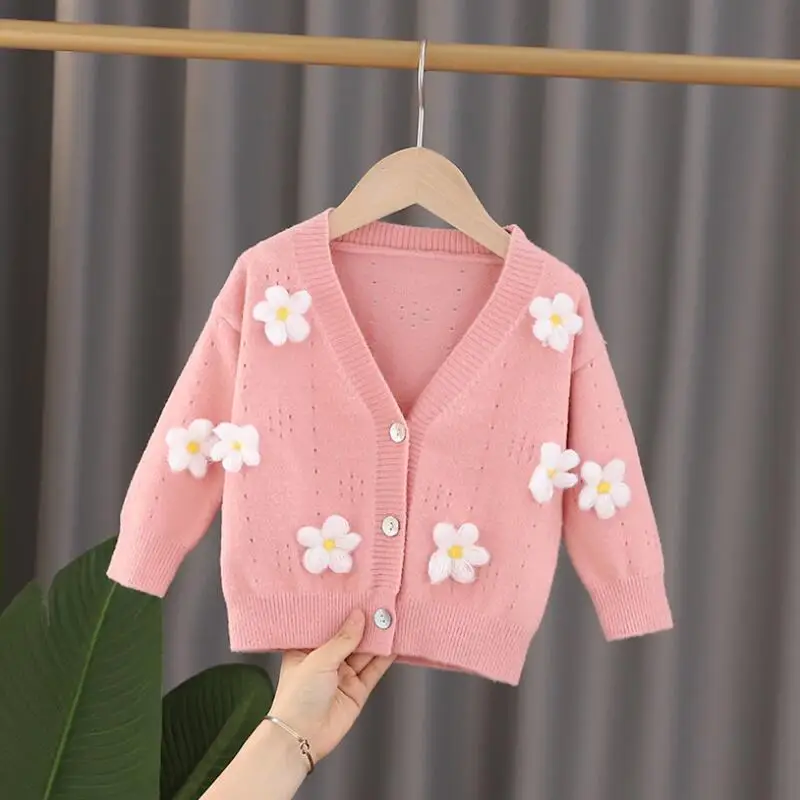 

Children Outerwear Baby Sweater Toddler Clothes Kids Cotton Knitted Sweater Flower Girls Cardigan Long Sleeve Girls Jacket Coat