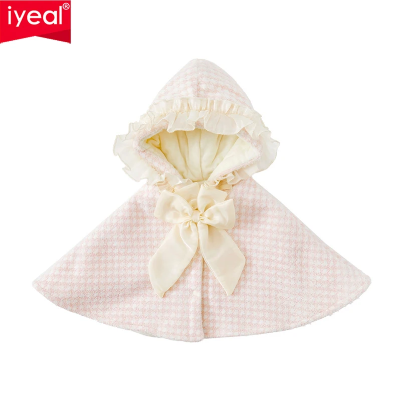 IYEAL Baby Winter Clothing New Girl Baby 1-Year Old Cloak with Thick Velvet 2024 Baby Girl Shawl New Year's Wear