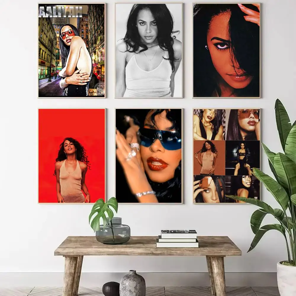 singer a-aaliyah Painting Calligraphy Canvas Poster Wall Art Aesthetic Home Decoration for Living Room