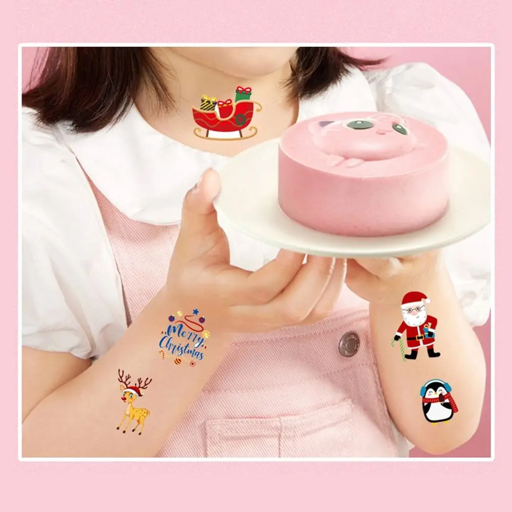 

10PCS Cute Christmas Temporary Tattoos Stickers Sweatproof Waterproof Cartoon Stickers Disposable Cartoon Art Christmas Gifts