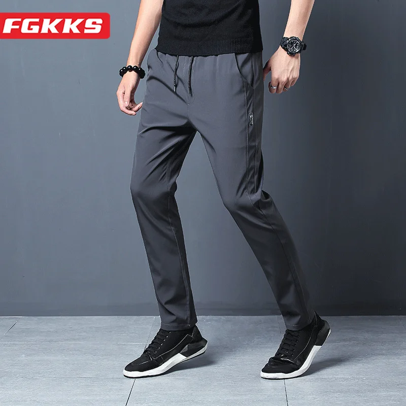 

FGKKS 2023 Casual Pants For Men Solid Color Slim Fit Fashion Trousers High Quality Design Streetwear Brand Pants Male