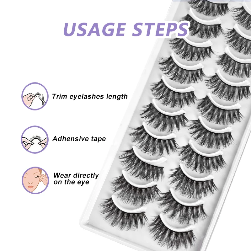 Devoser vice 10 pairs russische streifen wimpern 6d super flauschige imitat nerz wimpern natürliche falsche wimpern 3d wispy wimpern verlängerung