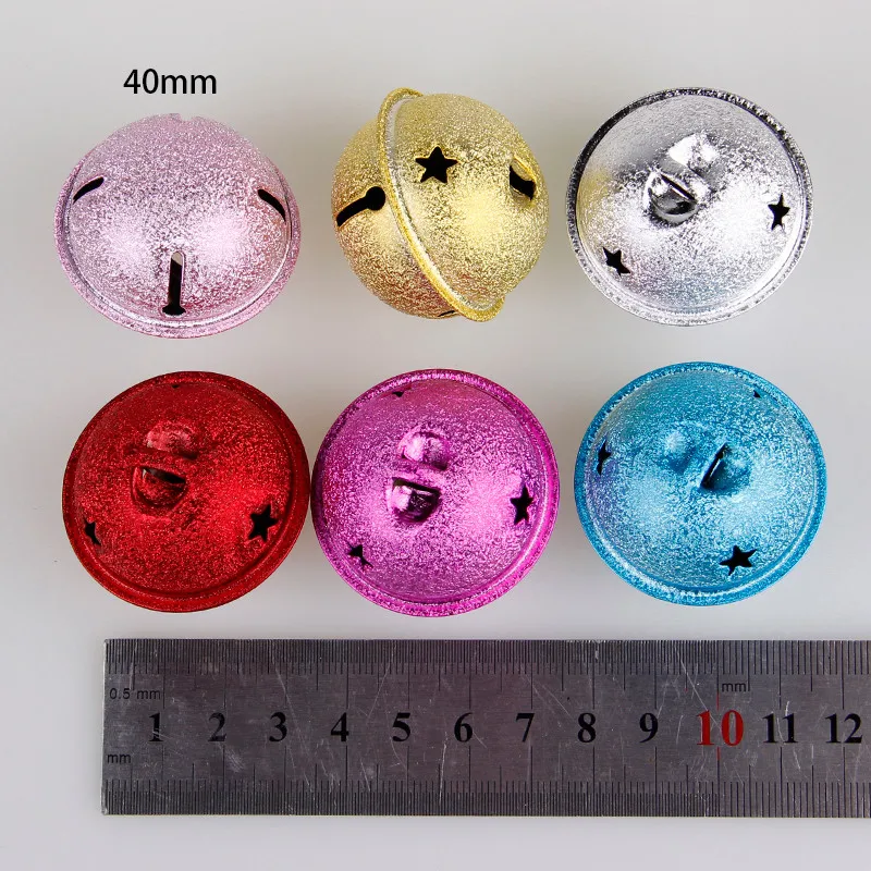 6 Pieces 30/40mm Jingle Bells Christmas Five-point Stars Bells Matte Iron Bells, for Christmas Party Decorations
