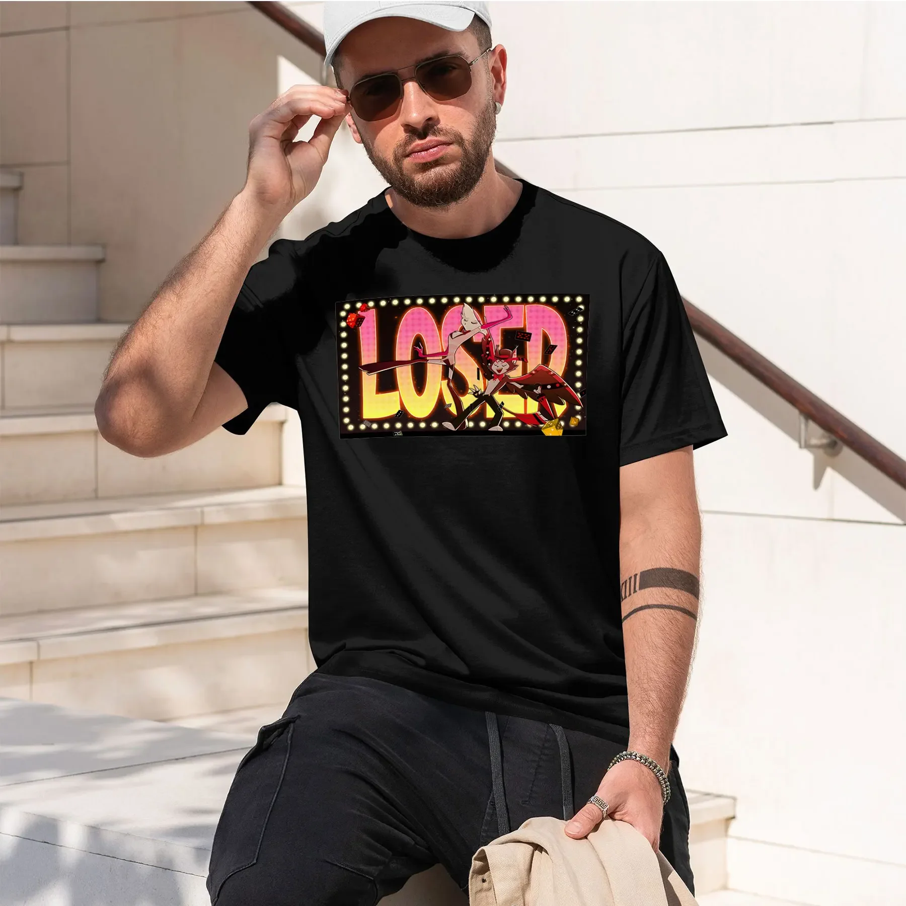 Keith David Loser, Baby 2026 new fashion heavyweight hot selling retro printed pattern fun round neck T-shirt for daily comfort