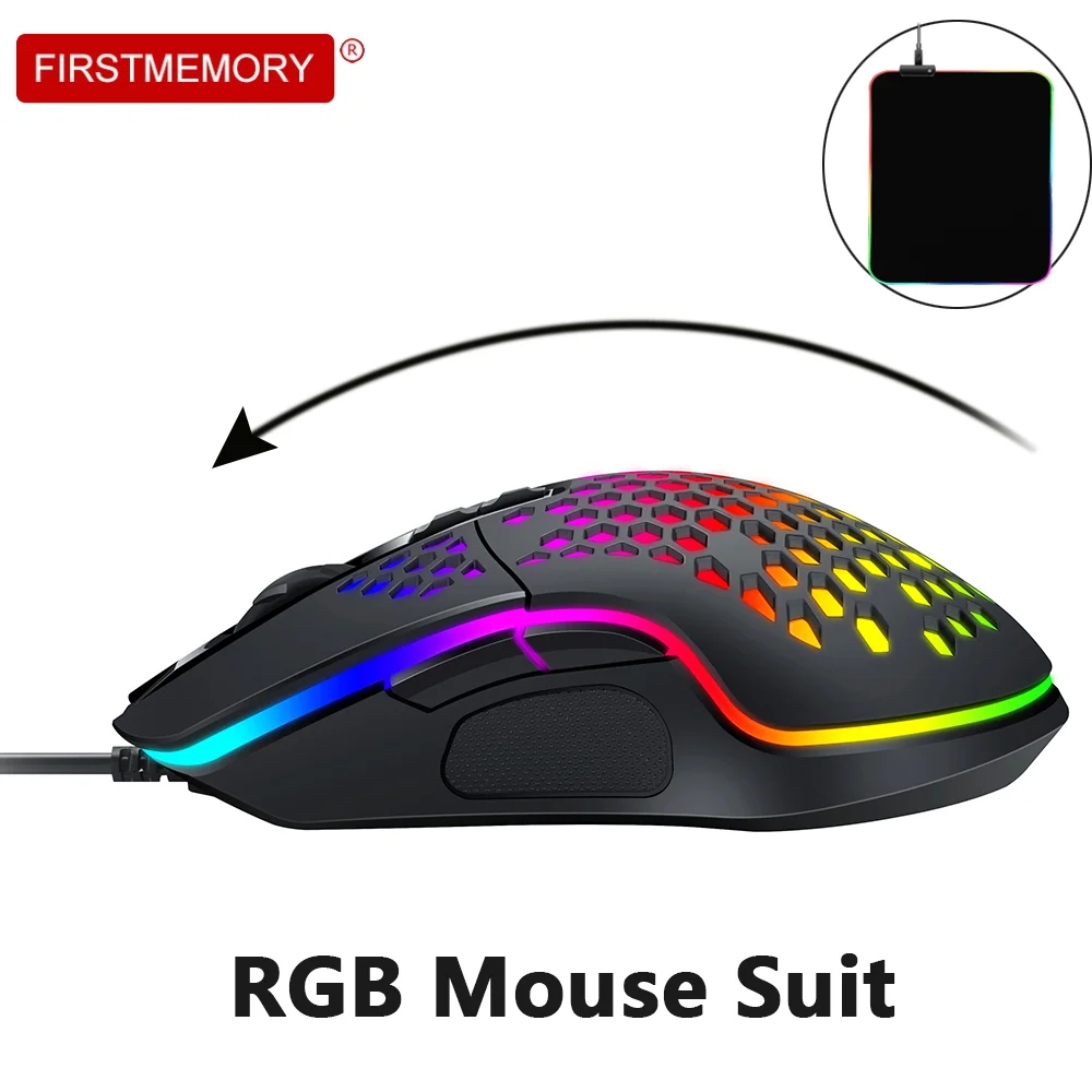 

RGB Gaming Mouse 6400DPI Optical Honeycomb Shell Mouse 7 Buttons Ergonomics Mice LED Glow USB Wired Mause For PC Laptop Office