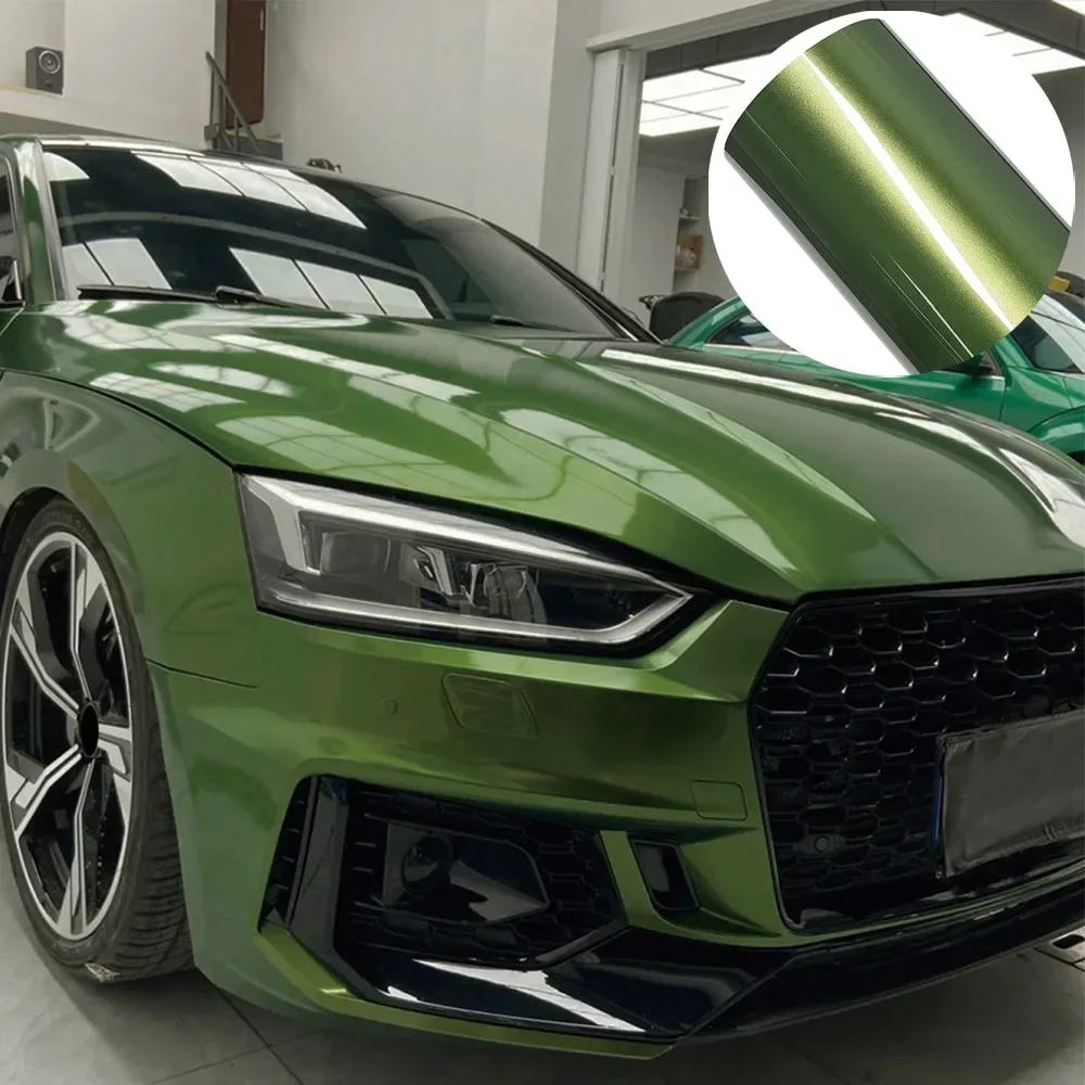Metal Paint Mamba Green PVC Car Vinyl Wrap Film with PET Release Liner Air‑Channel Bubble Free Self‑Adhesive Color Change Decal