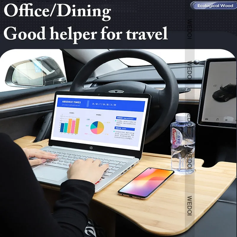 Kits Car Steering Wheel Laptop Tray for Tesla Model 3/Y Accessories Steering Wheel Food Desk Portable Office Table