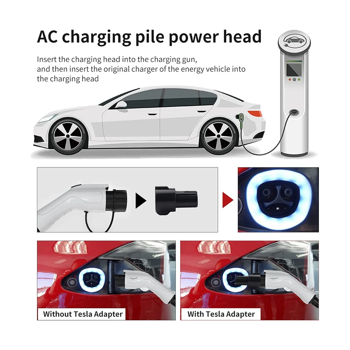 J1772 Charging Adapter with Lock 80 Amp / 240V AC for Tesla Model 3, Y, S, X SAE J1772 EV Charger