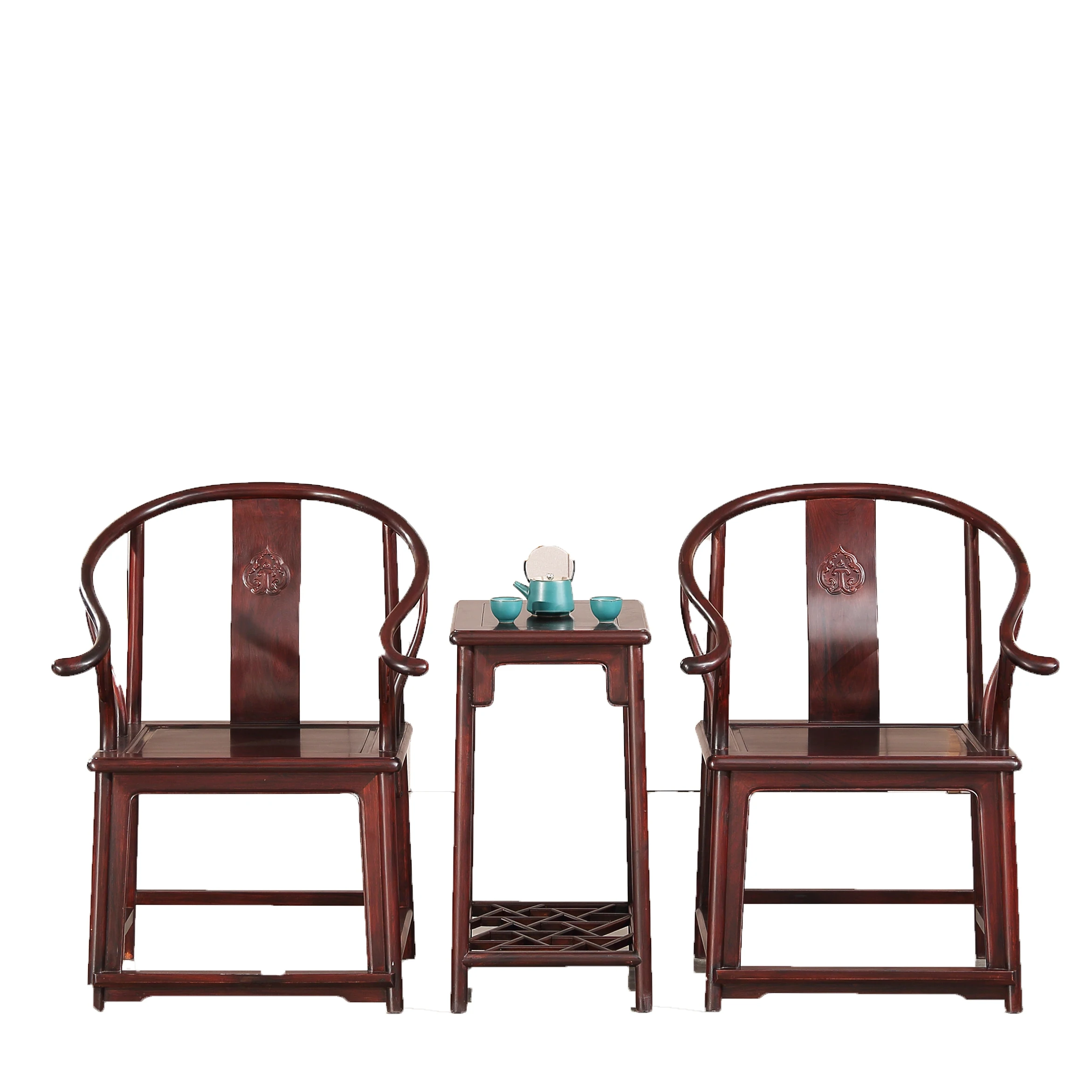 

Sandal Wood round-Backed Armchair Three-Piece Solid Wood Chinese Living Room Leisure Chair