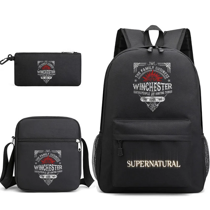 

3pcs Supernatural Bookbag Kids Backpack Student Boys Girls School bags Shoulder Bag Set Daily Backpacks Mochilas