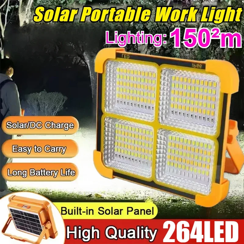 Solar LED Floodlight USB Rechargeable Camping Lamp Portable Outdoor Solar Flood Light IP66 Camping Lantern Work Night Light