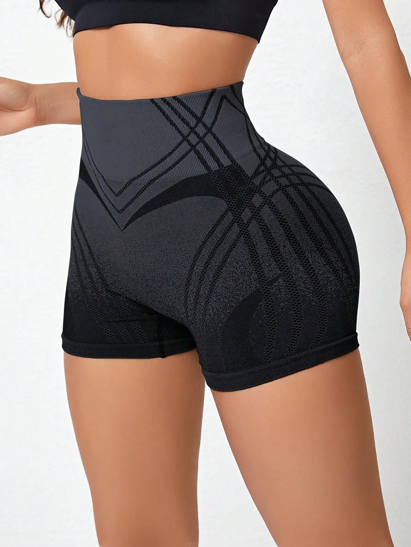 Fashionable Gradient Yoga Exercise And Sport Fitness Shorts, High Waist,Hip Lifting And Abdominal Tightening, Women\'s Sportswear