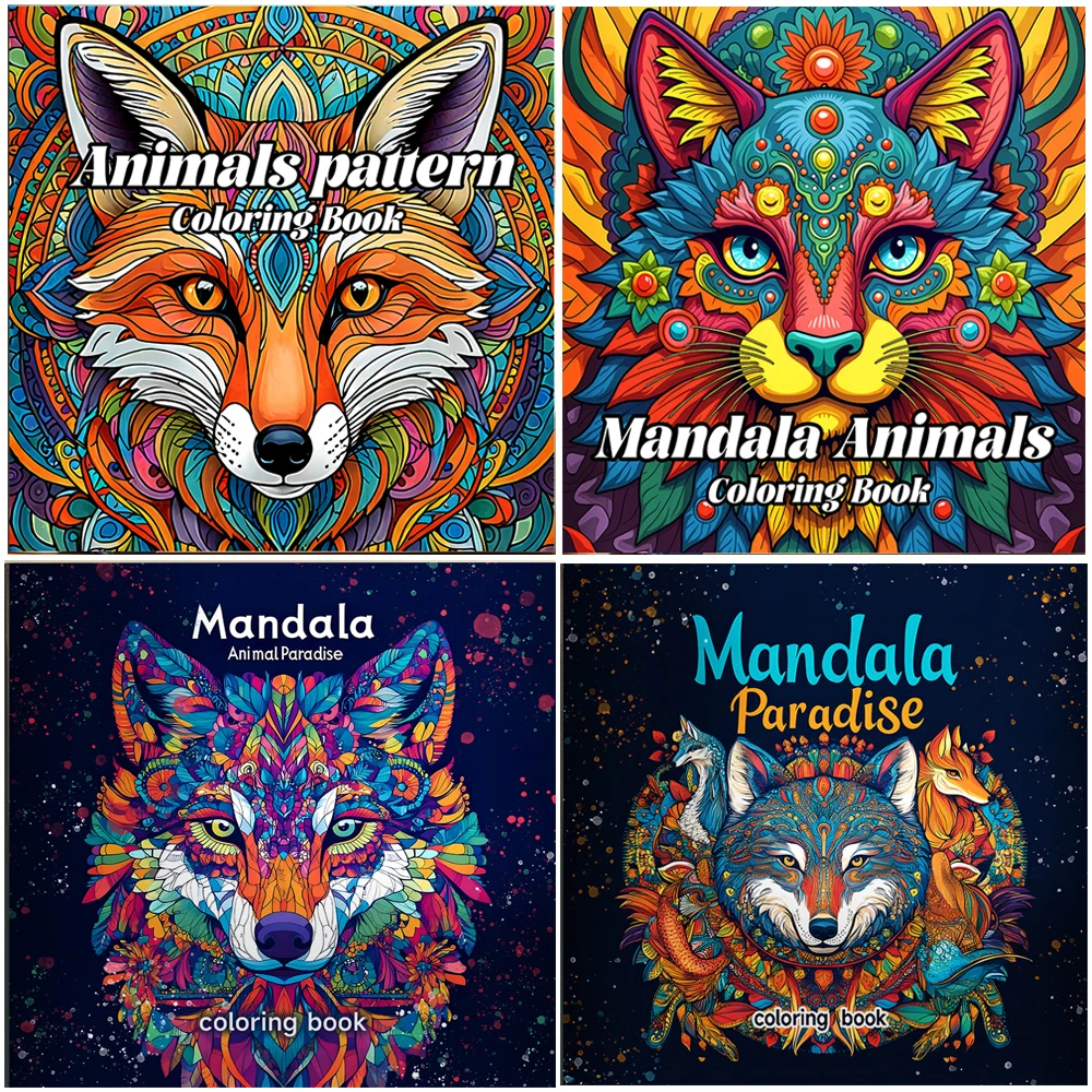 Mandala Animals Paradise Art Coloring Book 24 Page Gift For Birthday Party Relieve Stress Kill Time Graffiti Painting Drawing