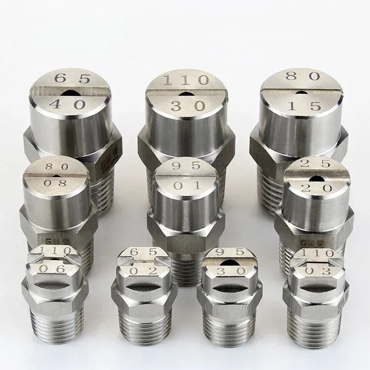 304 Stainless Steel flat fan spray nozzle 1/8 1/4 3/8 1/2 Male Thread 65 80 95 110 Spray Angle High Pressure Atomization Nozzle