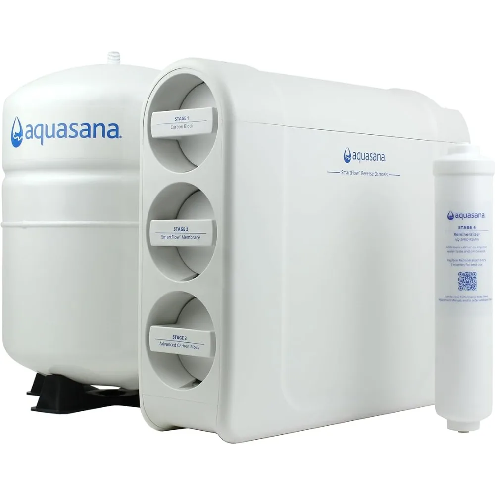 Aquasana SmartFlow™ Reverse Osmosis Water Filter System - High-Efficiency Under Sink RO Removes up to 99.99% of 90