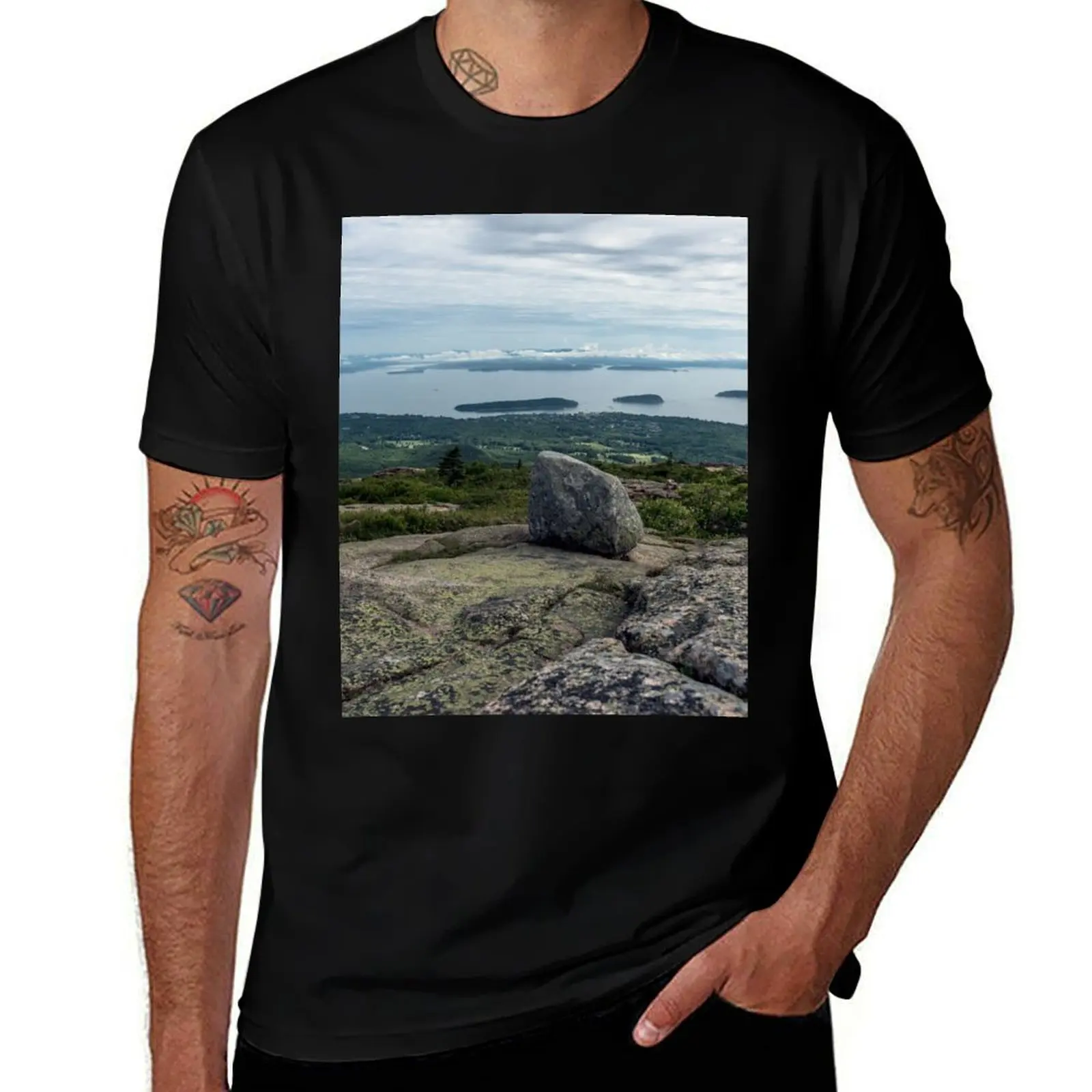 travel mountain ocean water nature wall tapestry Acadia National Park Maine 3 T-Shirt Plus Size Loose Fit T-Shirt
