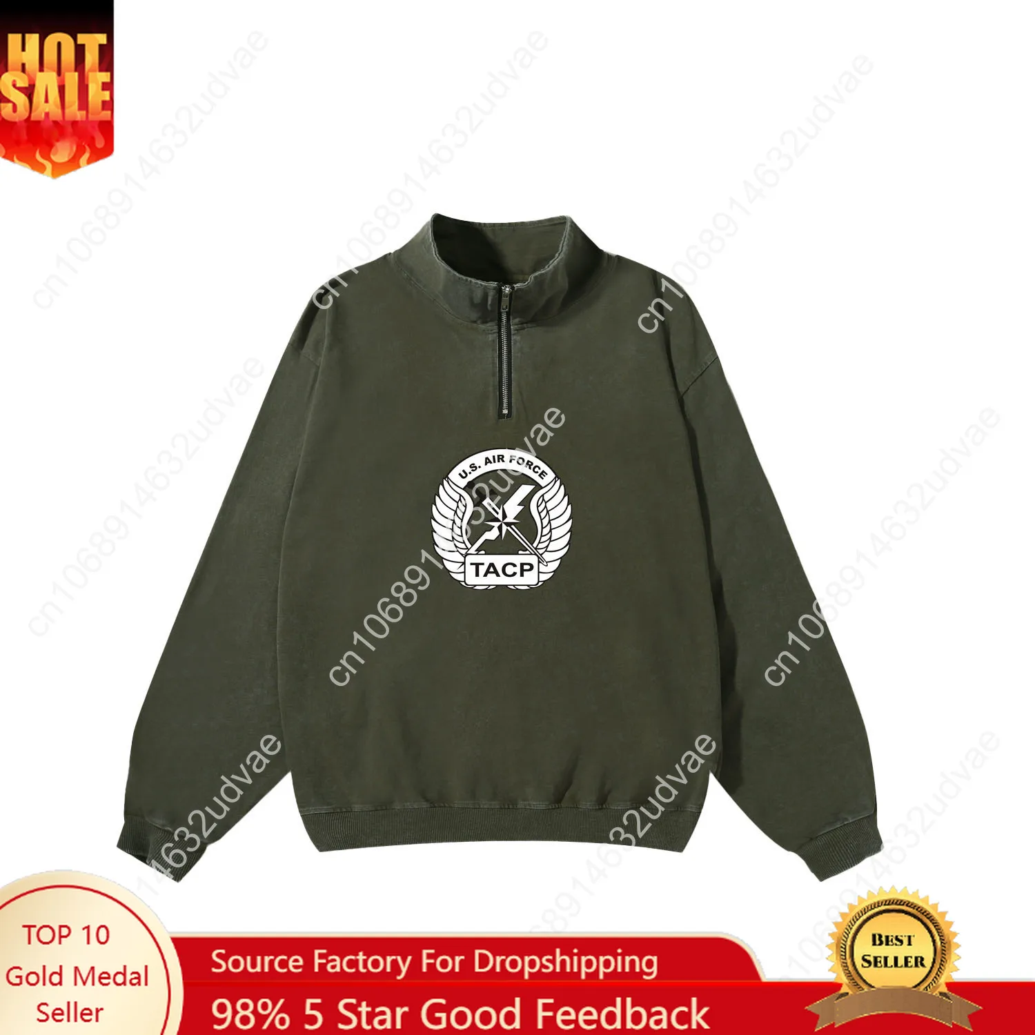 Sweat-shirt rétro tactique de l'armée de l'air américaine pour homme et femme, pull Vintage à manches mi-hautes sur mesure