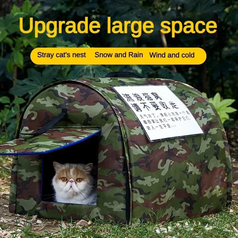 Oxford Cloth Cat Shelter Outdoor Kennel Cat Tent Enclosed Waterproof and Collapse-proof Keep Warm Pet Products Supplies