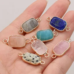 Lapis Lazuli Rose Quartz Amazonite Rectangular Connector Natural Stone Jewelry MakingDIY Necklace Hanging Accessories Gift Party