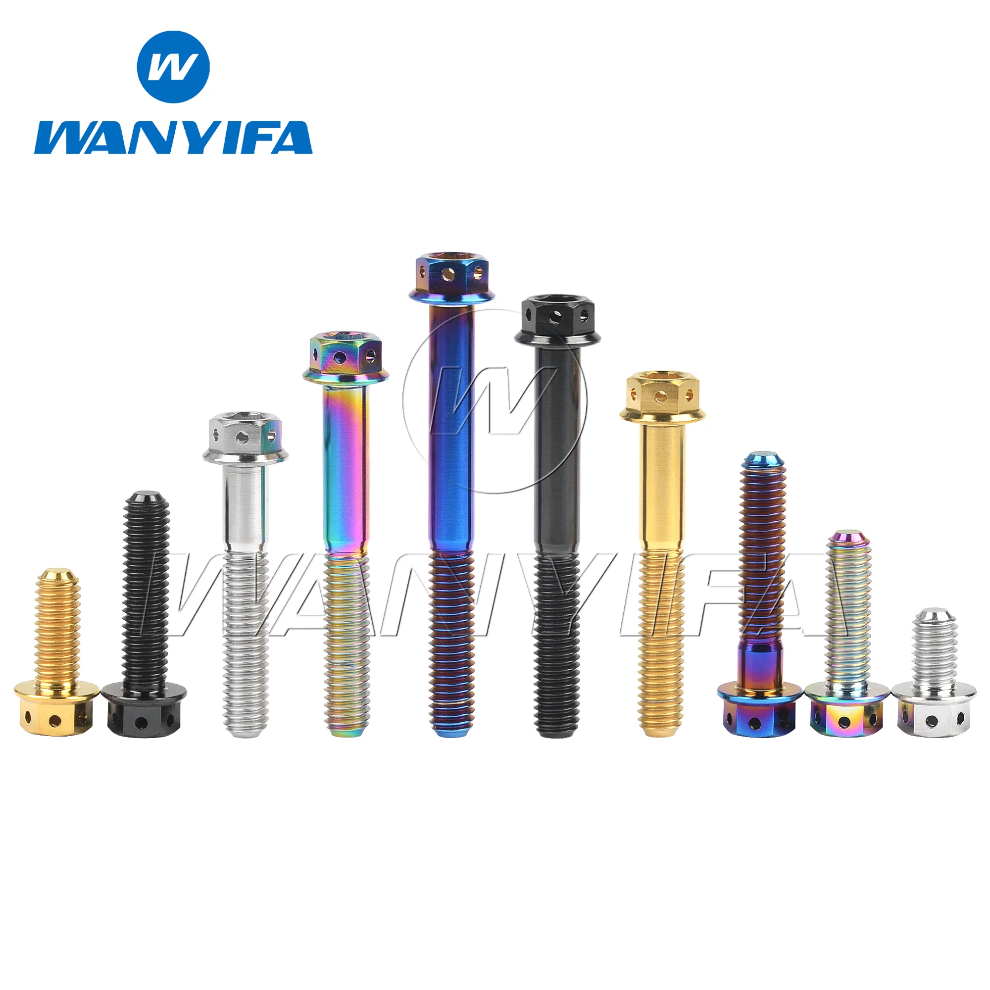 Wanyifa Titanium Bolt M6 M8x10 15 20 25 30 35 40 45 50 55 60 75mm Flange Inner Hexagon Head Screws for Motorcycle Brake Calipers