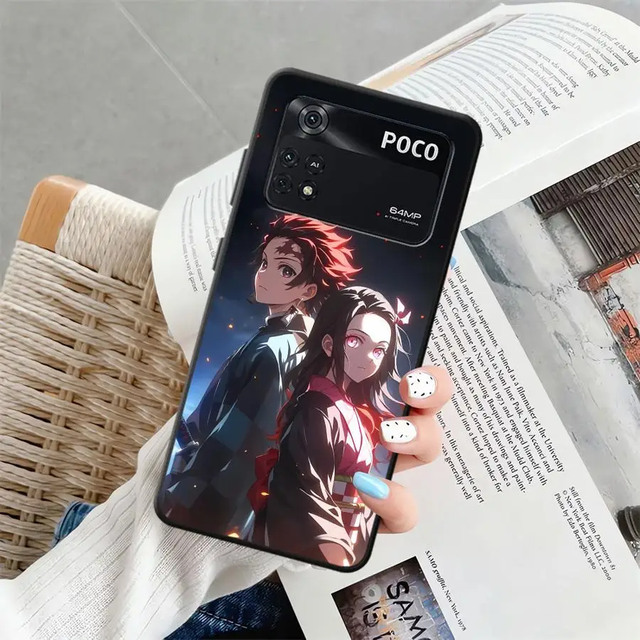 Funda de teléfono suave negra para Xiaomi Poco C71 M3 M4 M7 Pro C50 F1 C61 M5 C75 F3 X3 X4 X5 X7 Pro C40 Anime d-demon s-slayer
