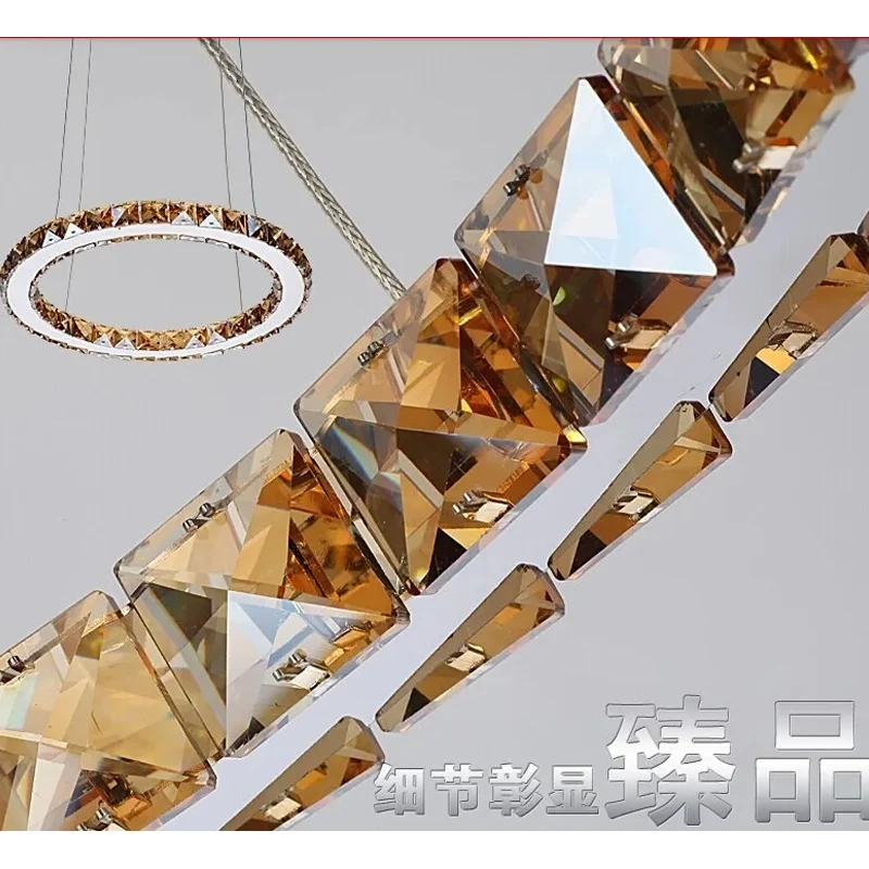 2 rings LED Chandeliers Creative round restaurant modern crystal lamp living room dining room lighting garden golden lamps