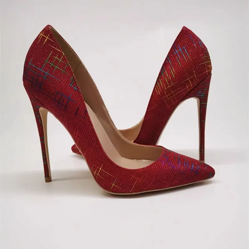 

2025 Spring New Red High Heels Pointed Toe Stilettos Shallow Elegant Sexy Dress Wedding Banquet Ladies Large Size Single Shoes